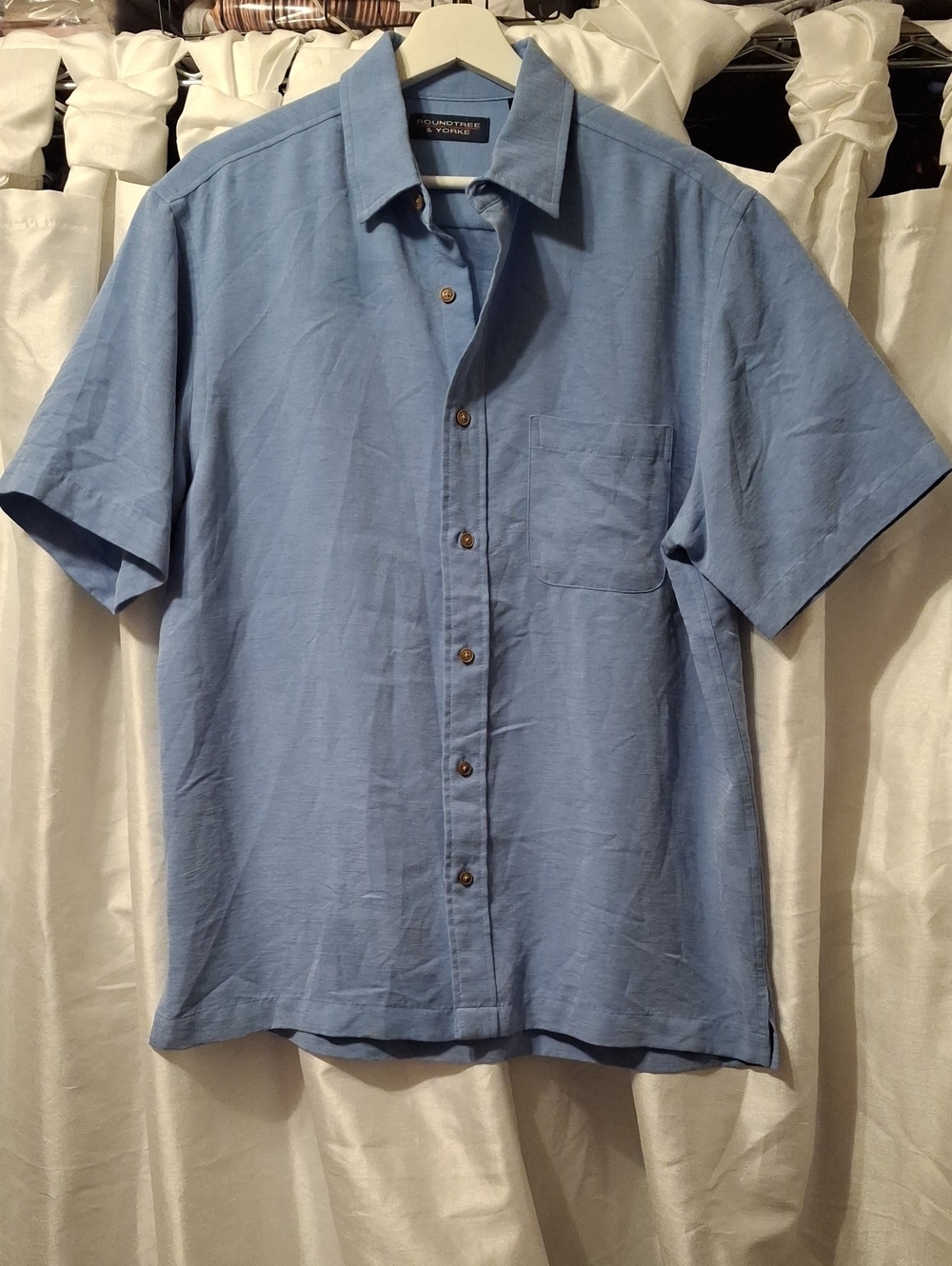 Roundtree & Yorke Light Blue Short-Sleeve Button-Down Shirt